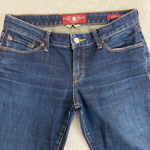 Lucky‎ Brand Lola Boot Cut Jeans Women 6/28 Blue Dark Wash Flare Low Rise Y2K - Picture 3 of 14